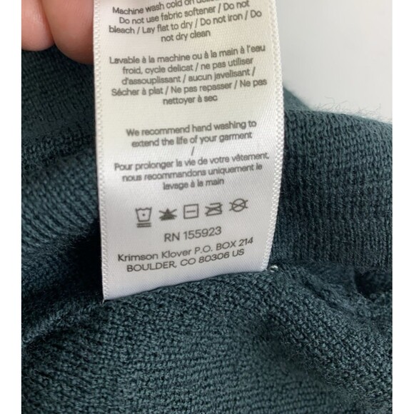 Krimson Klover Hailey Hoodie Sweater Pullover Green Merino Wool Silk Blend XS - Picture 10 of 12